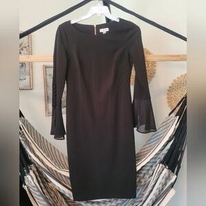 Black Calvin Klein Long Sleeve Sheath Dress